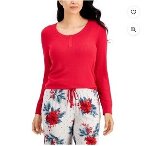 𝅺CHARTER CLUB Ribbed Henley Pajama Top